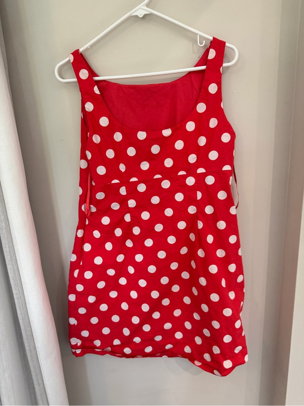New York & Company Red White Polka Dot Casual Tank Dress